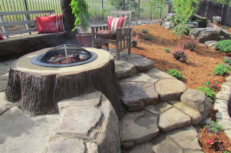 Faux stump fire pit