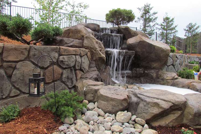 waterfall and landscaping in longmont